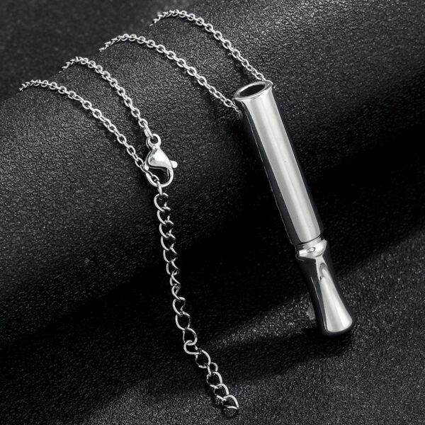 Stainless Steel Yoga Meditation Whistle Necklace Titanium Steel Mindfulness Breathing Adjustment Pressure Relief Tube Jewelry - Image 3